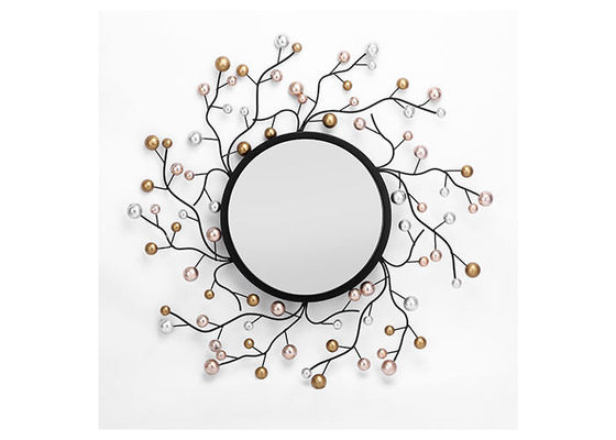 Beautiful Floral Sunshine Shape Gold Silver Black Metal  Mirror Wall Art