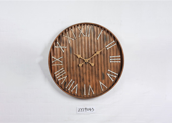Circular Wrought Iron Wood Vintage Retro Wall Clock