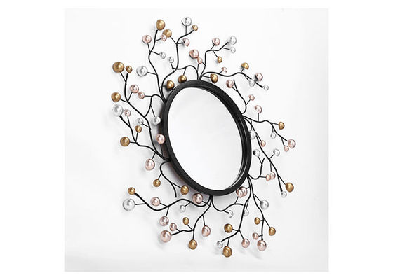 Beautiful Floral Sunshine Shape Gold Silver Black Metal  Mirror Wall Art