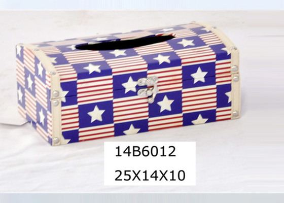 PU Leather Printing US Style MDF Wooden Tissue Box