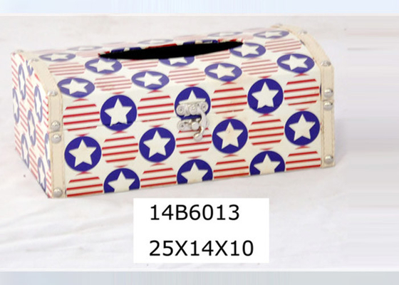 PU Leather Printing US Style MDF Wooden Tissue Box